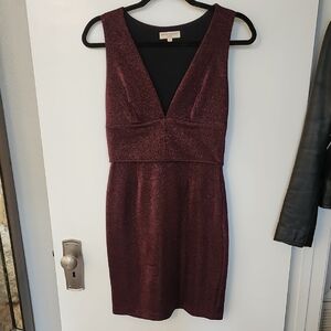 Elegant Burgundy Metallic Sleeveless Dress